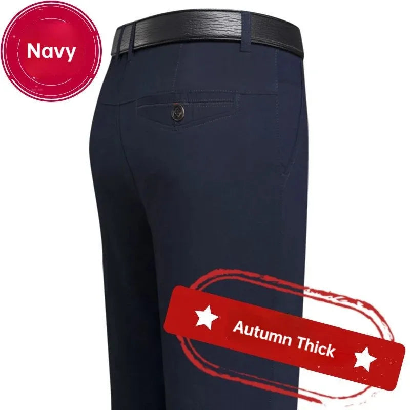 Men's 100% Cotton Trousers Cargo Pants Smart Casual Solid