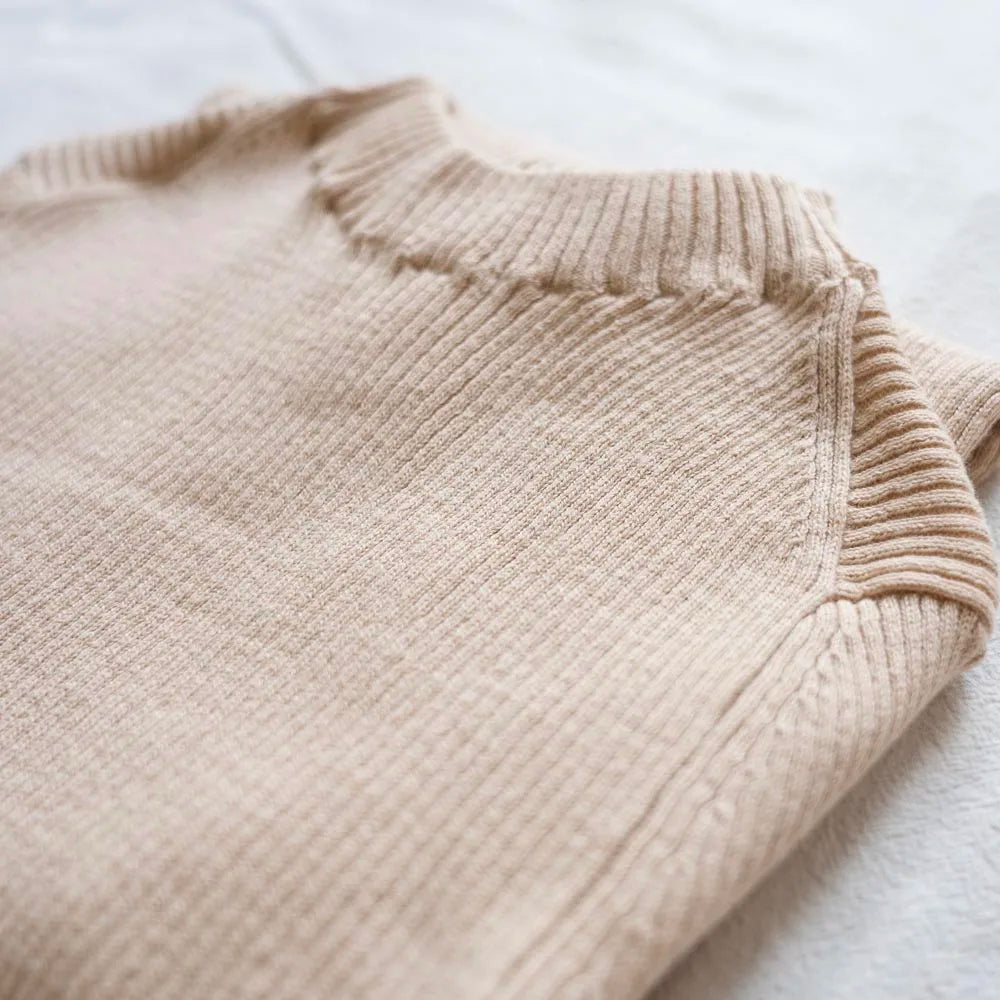 Mock Neck 100% Cotton Sweater Crew Neck Ribbed Top Women