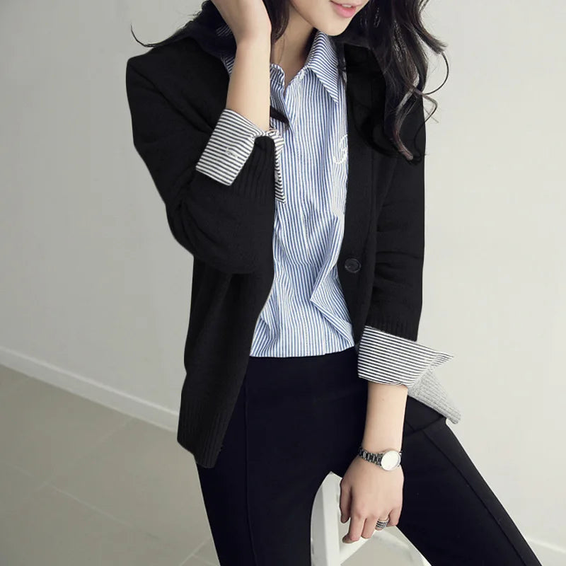 Basic Brief V Neck Cardigan Sweater Women Knitted Cardigans Black Grey Beige S-2XL