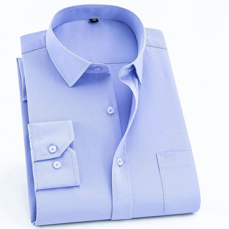 Reybeoe Korean Style Fashion Shirt Men's Long Sleeve Casual Solid Shirt