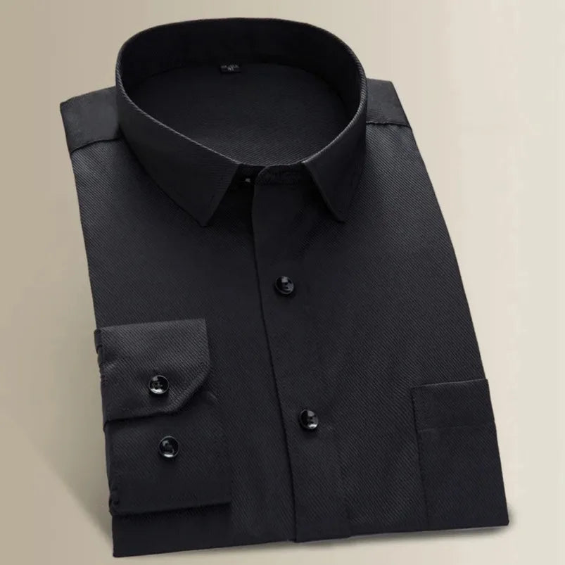 Men's Long Sleeve Shirt Casual Dress Solid Color Korean Style