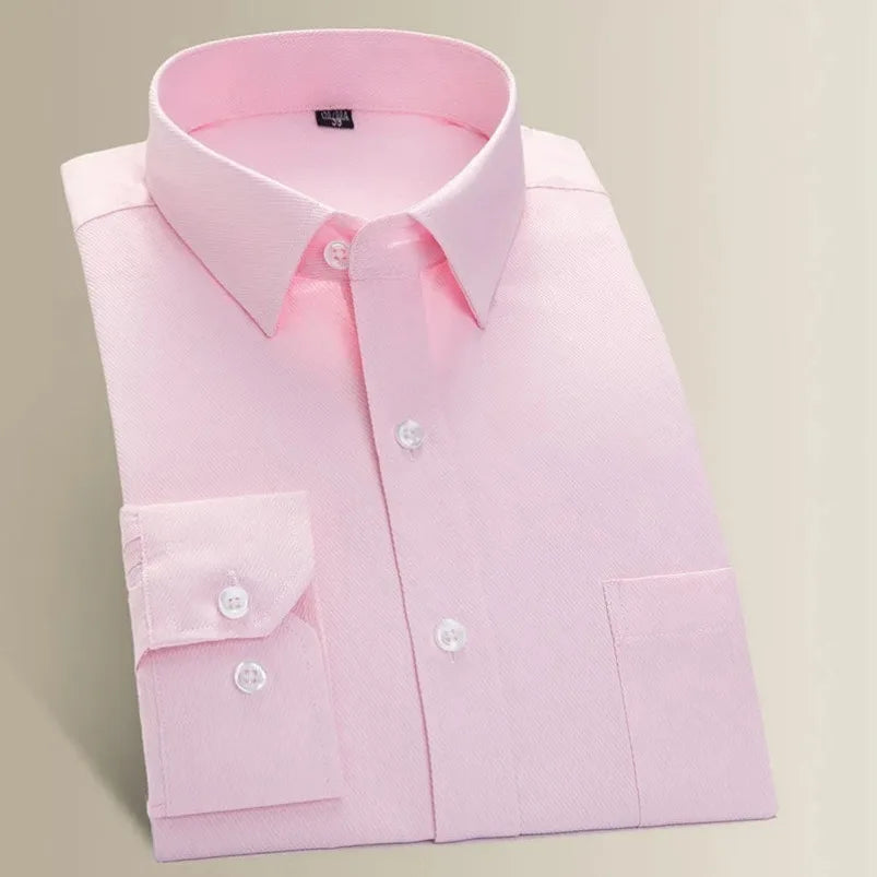 Men's Long Sleeve Shirt Casual Dress Solid Color Korean Style