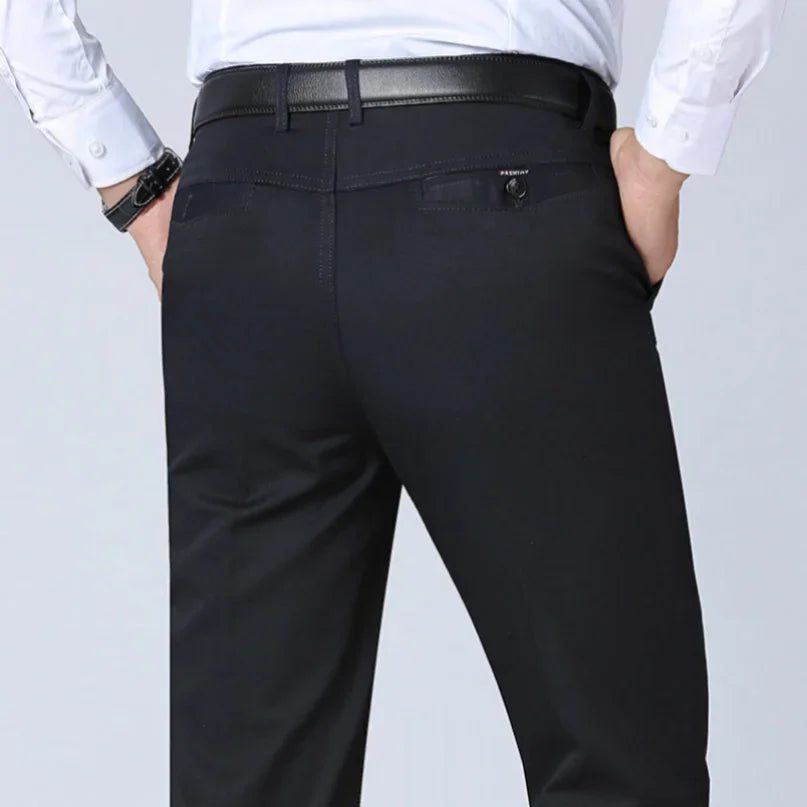Men's 100% Cotton  Trousers Cargo Pants Smart Casual Solid