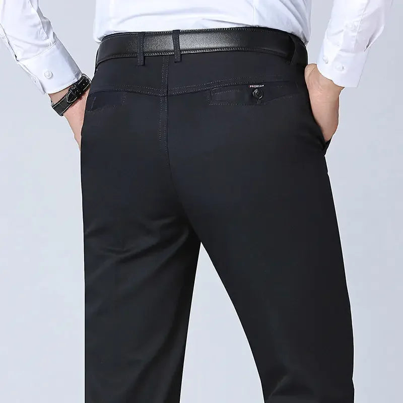 Men's 100% Cotton  Trousers Cargo Pants Smart Casual Solid