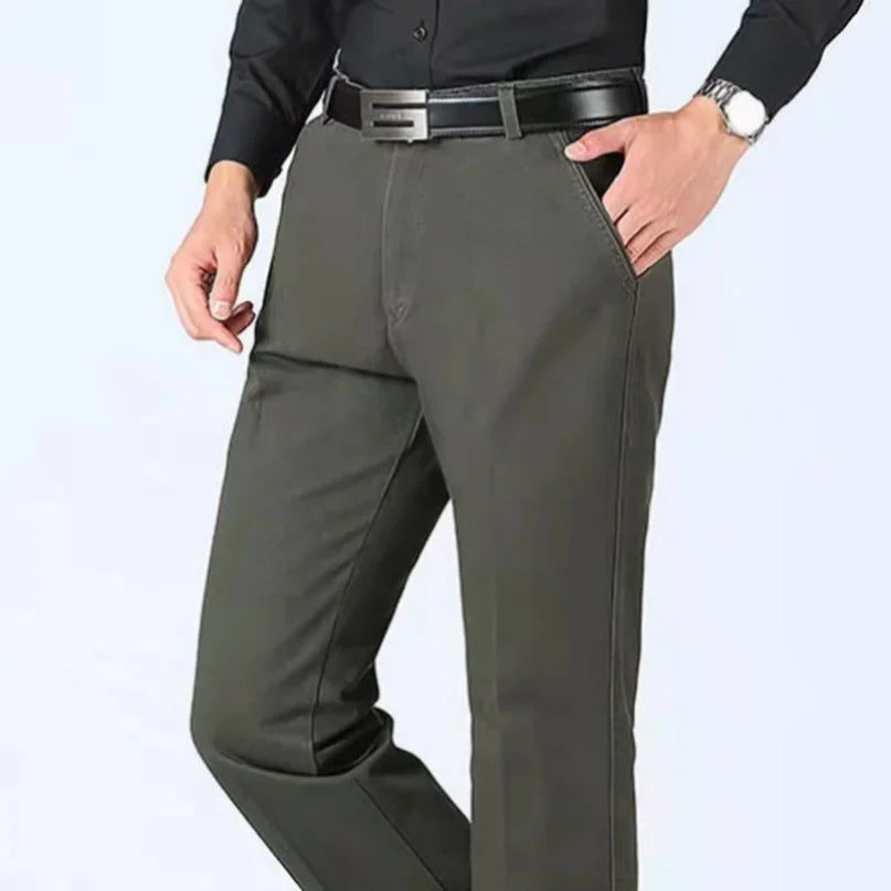 Men's 100% Cotton  Trousers Cargo Pants Smart Casual Solid