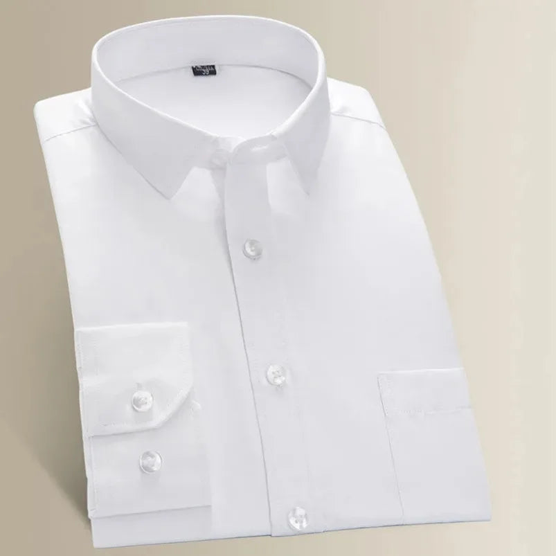 Men's Long Sleeve Shirt Casual Dress Solid Color Korean Style