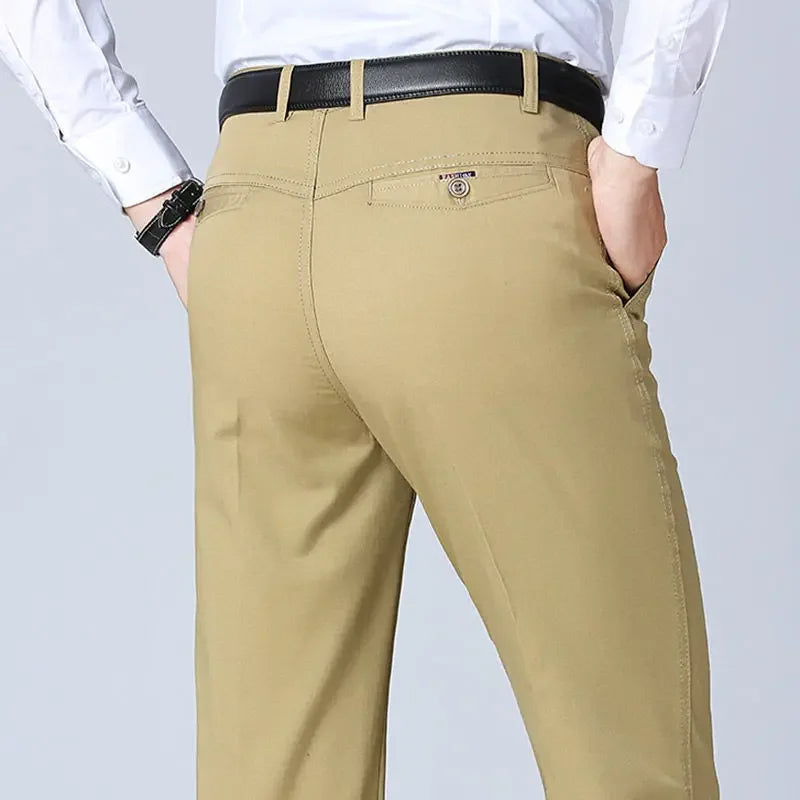 Men's 100% Cotton  Trousers Cargo Pants Smart Casual Solid