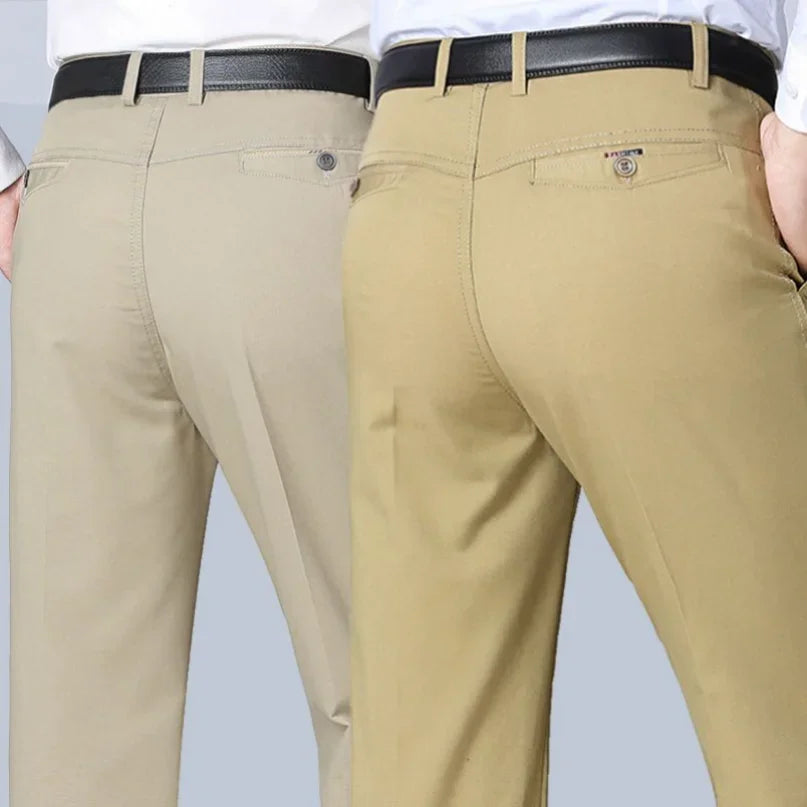 Men's 100% Cotton  Trousers Cargo Pants Smart Casual Solid
