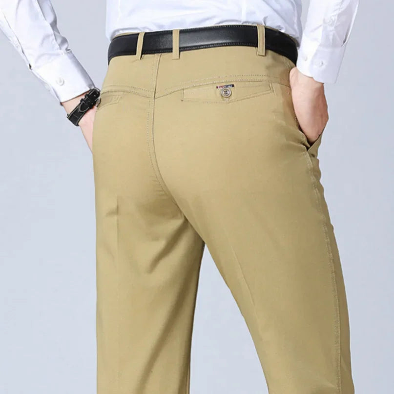Men's 100% Cotton  Trousers Cargo Pants Smart Casual Solid