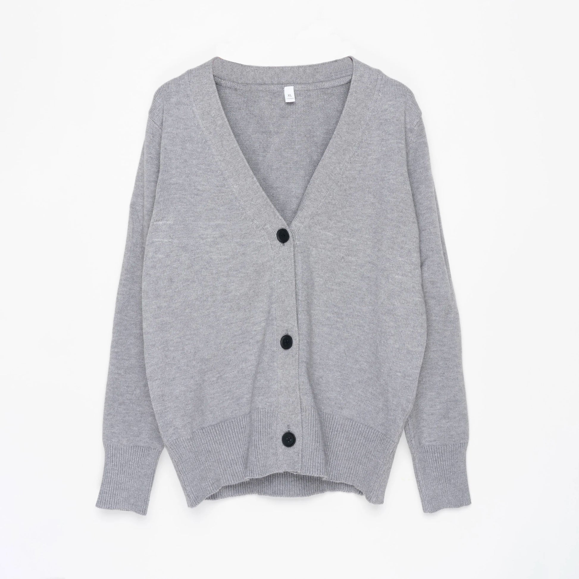 Basic Brief V Neck Cardigan Sweater Women Knitted Cardigans Black Grey Beige S-2XL